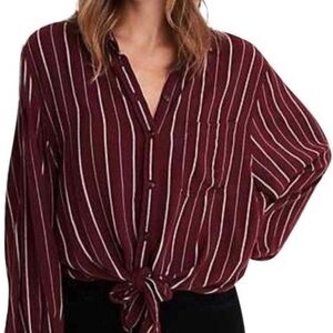 American Eagle Striped Button Down with Tie Front​​